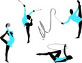 Rhythmic gymnastics silhouettes Royalty Free Stock Photo