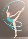 rhythmic gymnastics woman in action. Vector illustration decorative design