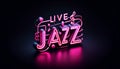 Rhythmic Night: Pink Live Jazz Neon Sign Royalty Free Stock Photo