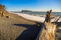 Rialto Beach with driftwood and pebbly sand in Washington State Royalty Free Stock Photo