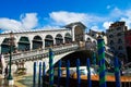 Rialto bridge with blue sky in Venice, Italy