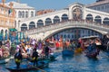 Rialto bridge Carnival masks venice historic city with its canals Royalty Free Stock Photo