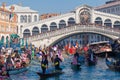Rialto bridge Carnival masks venice historic city with its canals Royalty Free Stock Photo