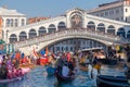 Rialto bridge Carnival masks venice historic city with its canals Royalty Free Stock Photo