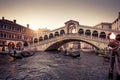 Rialto Bridge in the evening, Venice, Italy Royalty Free Stock Photo