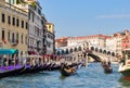 Rialto bridge and gondolas on Grand canal, Venice, Italy Royalty Free Stock Photo