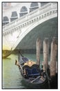 Rialto bridge and gondolas. Romantic Venice, Italy Royalty Free Stock Photo