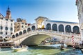 Rialto Bridge Grand Canal Boat Gondola Venice Italy Royalty Free Stock Photo