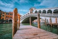 Rialto bridge at Grand Canal in Venice, Italy. Architecture and landmarks of Venice Royalty Free Stock Photo