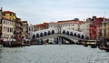 Rialto Bridge crossing the Grand Canal Venice Italy