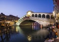 Rialto bridge by night with people Royalty Free Stock Photo