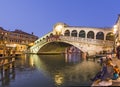 Rialto bridge by night with people Royalty Free Stock Photo