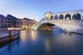 Rialto bridge at night in Venice Royalty Free Stock Photo