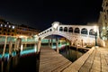 Rialto Bridge by night, Venice, Italy Royalty Free Stock Photo