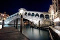 Rialto Bridge at night, Venice, Italy Royalty Free Stock Photo