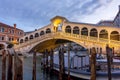 Rialto bridge over Grand canal at sunrise, Venice, Italy Royalty Free Stock Photo