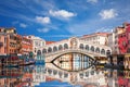 The Rialto bridge panorama at sunny day, Venice, Italy Royalty Free Stock Photo