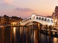 The Rialto bridge panorama in the twilight, Venice, Italy Royalty Free Stock Photo