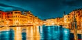 Rialto Bridge Ponte di Rialto or Bridge of Sighs and view of the most beautiful canal of Venice - Grand Canal and boats, Royalty Free Stock Photo