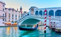 The Rialto Bridge in Venice in the evening Royalty Free Stock Photo