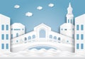 Rialto bridge, Venice in Italy background. Paper cut, Paper art Royalty Free Stock Photo