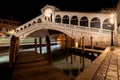 Rialto Bridge in Venice, Italy at night, long exposure Royalty Free Stock Photo