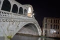 Rialto Bridge Venice Long exposure By Night. Royalty Free Stock Photo