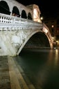 Rialto Bridge, Venice at Night Royalty Free Stock Photo