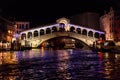 Rialto bridge in venice - night Royalty Free Stock Photo