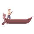 Rialto gondolier icon cartoon vector. Venice gondola Royalty Free Stock Photo