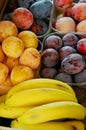 Rialto Market - plums nectarines and bananas - Venice Italy Royalty Free Stock Photo