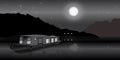 Moon over Riam Kanan`s Lake Royalty Free Stock Photo