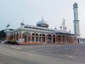 Riau, Indonesia. 9 October 2023: An-Nur Grand Mosque, Bagan Batu City, Bagan Sinembah District