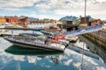 RIB-boats moored at Svolvaer harbor in Lofoten Royalty Free Stock Photo