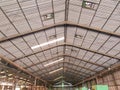 Rib-pattern warehouse ceiling with long-span metal roofing structure Royalty Free Stock Photo
