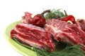 Rib's on dish with greenery Royalty Free Stock Photo