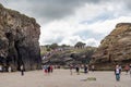 Ribadeo, Spain - Jun 22, 2023: Natural rock arches Cathedrals be