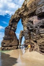 Ribadeo, Spain - Jun 22, 2023: Natural rock arches Cathedrals be