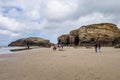 Ribadeo, Spain - Jun 22, 2023: Natural rock arches Cathedrals be