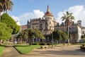 RIBADEO, SPAIN - October 4, 2020:Torre de los Moreno and City Hall buildings at the Plaza de Espana square in the Ribadeo city