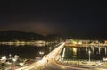 Ribadesella Asturias night landscape of the bridge across the river