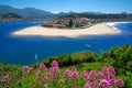 Ribadesella village aerial view in Asturias Spain