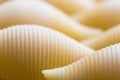 Ribbed dry yellow macaroni with periodic line Royalty Free Stock Photo