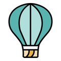 Ribbed hot air balloon icon color outline vector Royalty Free Stock Photo