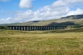 Ribblehead Viaduct (Batty Moss Viaduct) that carries the  railway, panorama Royalty Free Stock Photo