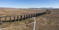 Ribblehead Viaduct Yorkshire elevated panorama Royalty Free Stock Photo