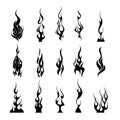 Vector Flames. Set of different fire shapes on white background.