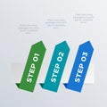 Ribbon arrows infographic template design. Business concept infograph with 3 options, steps or processes. Vector visualization can Royalty Free Stock Photo