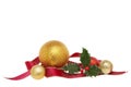 Ribbon ball and holly decoration Royalty Free Stock Photo