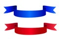 Set of red and blue ribbon flag banners. Ripped tape Vector symbol Royalty Free Stock Photo